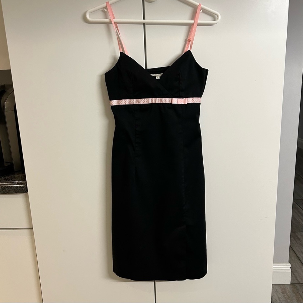 RW & CO mini  Black Dress with Pink Straps and Band Size 0